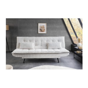 Canapé convertible SERENO en tissu côtelé blanc vu de face