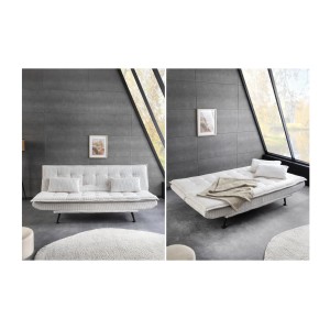 Canapé convertible SERENO en tissu côtelé blanc vue détaillée