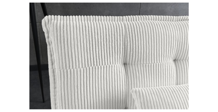 Zoom sur le dossier du canapé convertible SERENO en tissu côtelé blanc