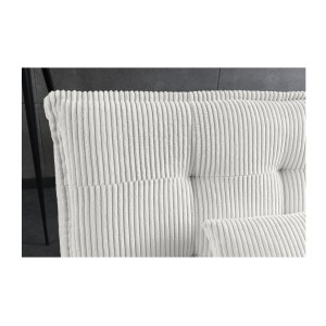 Zoom sur le dossier du canapé convertible SERENO en tissu côtelé blanc
