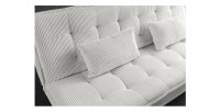 Zoom sur l'assise du canapé convertible SERENO en tissu côtelé blanc