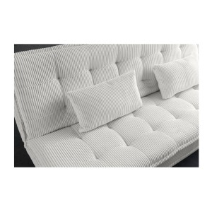 Zoom sur l'assise du canapé convertible SERENO en tissu côtelé blanc