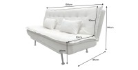 Dimensions du canapé convertible SERENO en tissu côtelé blanc
