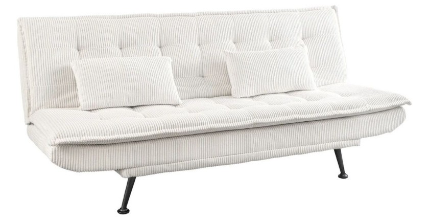 Canapé convertible SERENO en tissu côtelé blanc