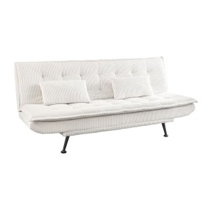 Canapé convertible SERENO en tissu côtelé blanc