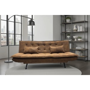 Canapé convertible SERENO en microfibre brun mis en situation