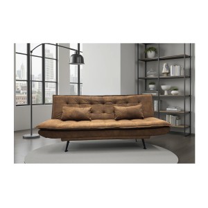 Canapé convertible SERENO en microfibre brun mis en situation