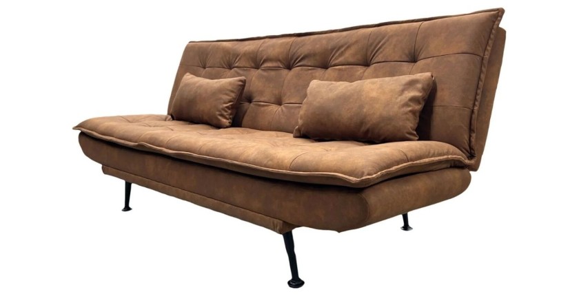 Canapé convertible SERENO en microfibre brun vu du côté droit