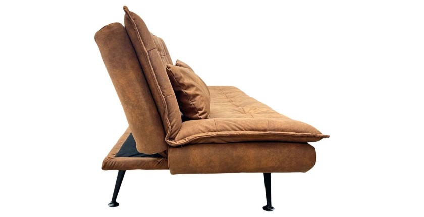 Canapé convertible SERENO en microfibre brun vu de gauche