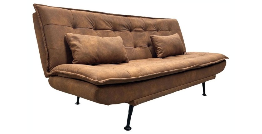 Canapé convertible SERENO en microfibre brun vu du côté gauche