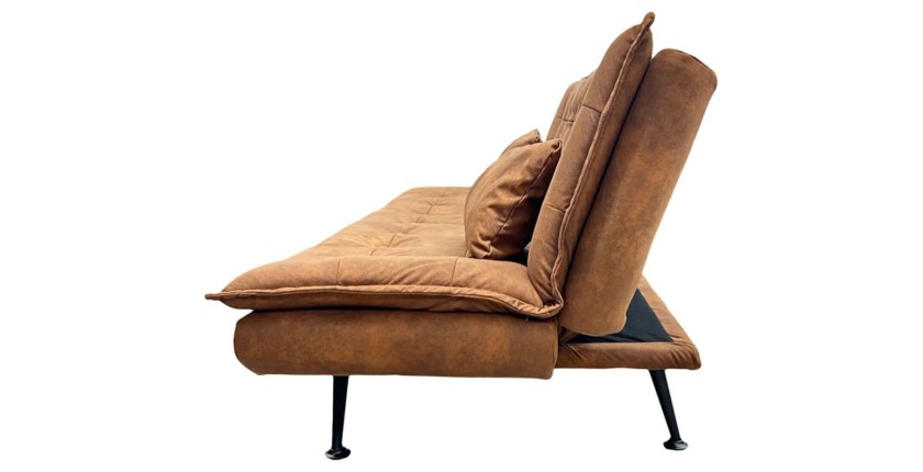 Canapé convertible SERENO en microfibre brun vu de droite