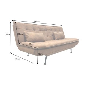 Dimensions du canapé convertible SERENO en microfibre brun