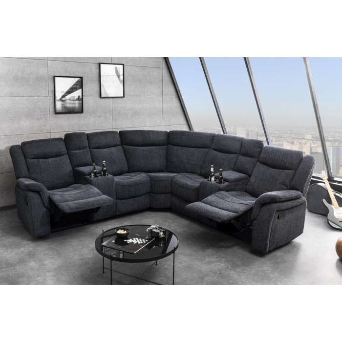 Ecksofa Relax DOMUS dunkelgrau – Ecksofa 5 Plätze mit elektrischer Relaxfunktion