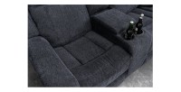 Zoom sur l'assise du canapé d'angle relax DOMUS en gris foncé