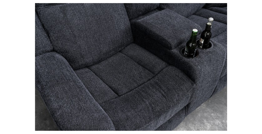 Zoom sur l'assise du canapé d'angle relax DOMUS en gris foncé