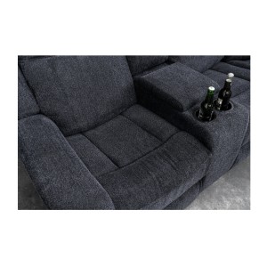 Zoom sur l'assise du canapé d'angle relax DOMUS en gris foncé