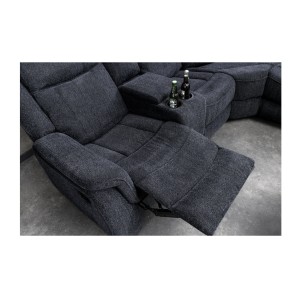 Zoom sur l'assise relax du canapé d'angle relax DOMUS en gris foncé