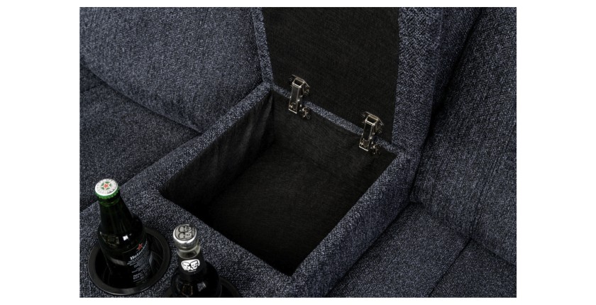 Zoom sur l'un des coffres de rangement du canapé d'angle relax DOMUS en gris foncé