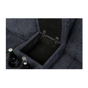 Zoom sur l'un des coffres de rangement du canapé d'angle relax DOMUS en gris foncé