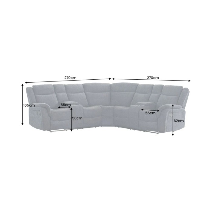 Ecksofa Relax DOMUS dunkelgrau – Ecksofa 5 Plätze mit elektrischer Relaxfunktion