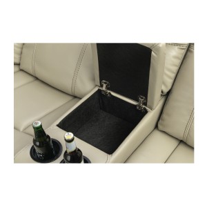 Zoom sur l'un des coffres du canapé d'angle relax DOMUS beige