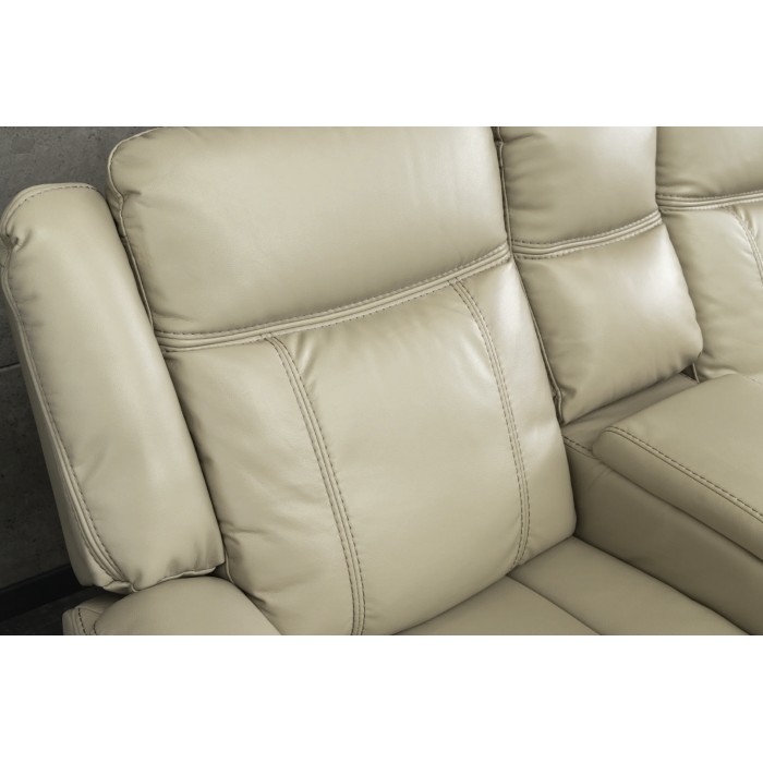 Sofá esquinero relax beige DOMUS – 2 relajaciones con compartimentos y portavasos
