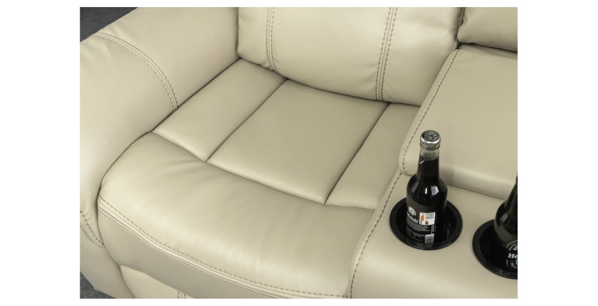 Zoom sur l'assise du canapé d'angle relax DOMUS beige