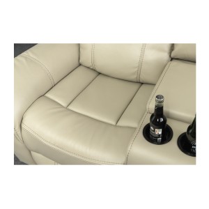 Zoom sur l'assise du canapé d'angle relax DOMUS beige