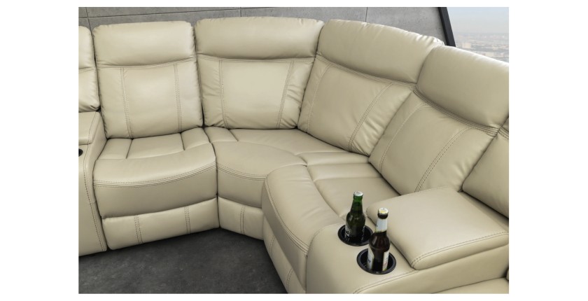 Zoom sur l'angle du canapé d'angle relax DOMUS beige