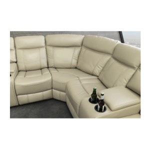 Zoom sur l'angle du canapé d'angle relax DOMUS beige