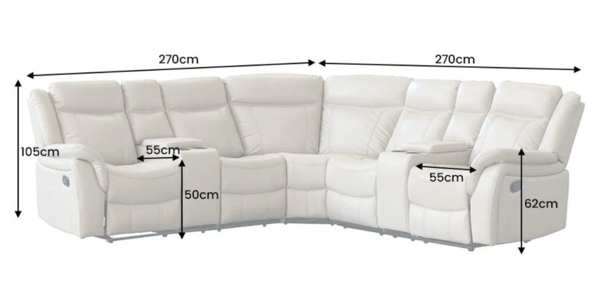 Dimensions du canapé d'angle relax DOMUS beige