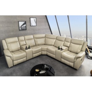Canapé d'angle relax DOMUS beige mis en situation