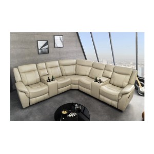 Canapé d'angle relax DOMUS beige mis en situation