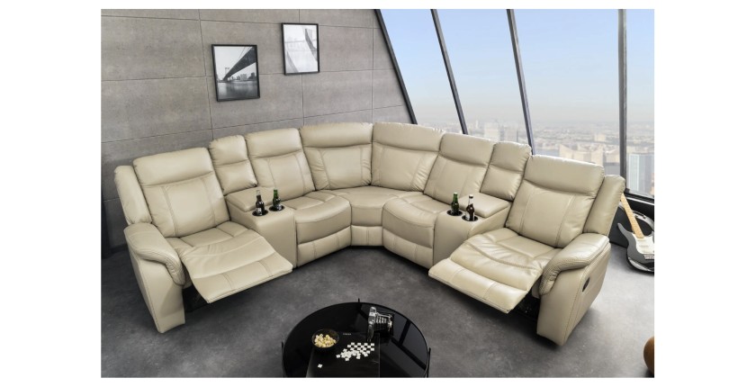 Canapé d'angle relax DOMUS beige en mode relax