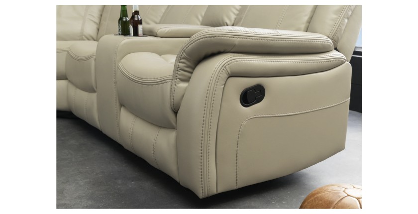 Zoom sur l'accoudoir du canapé d'angle relax DOMUS beige