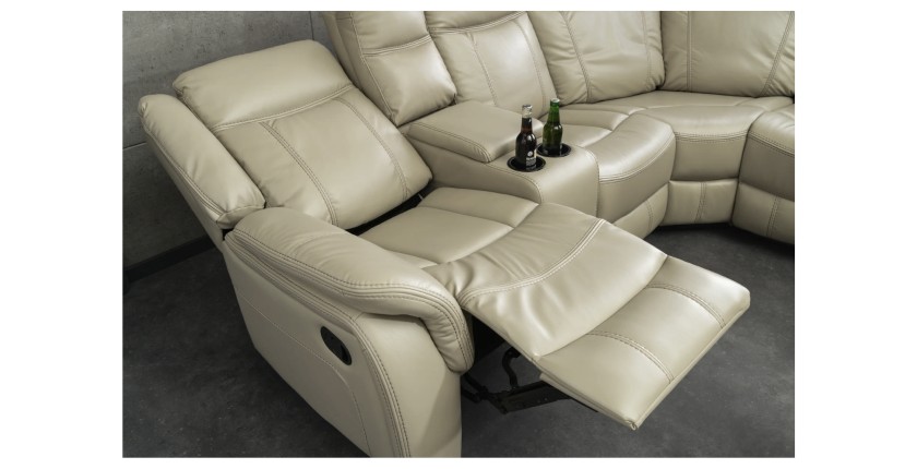 Zoom sur le mode relax du canapé d'angle relax DOMUS beige