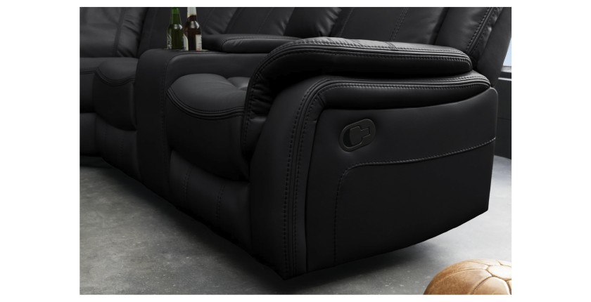 Zoom sur l'accoudoir du canapé d'angle relax DOMUS noir