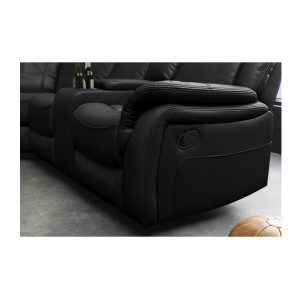 Zoom sur l'accoudoir du canapé d'angle relax DOMUS noir