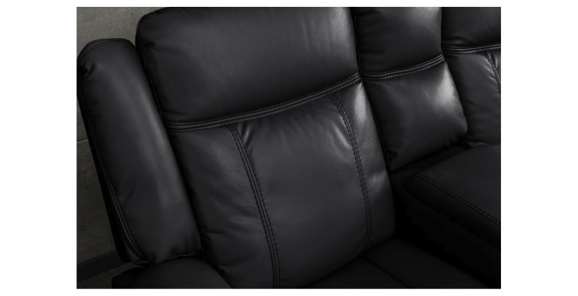 Zoom sur le dossier du canapé d'angle relax DOMUS noir