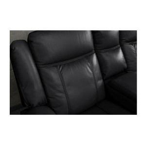 Zoom sur le dossier du canapé d'angle relax DOMUS noir