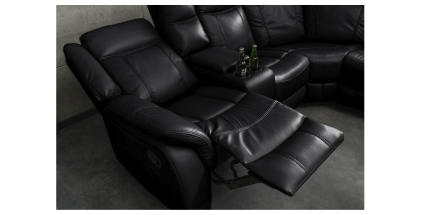 Zoom sur le siège relax du canapé d'angle relax DOMUS noir