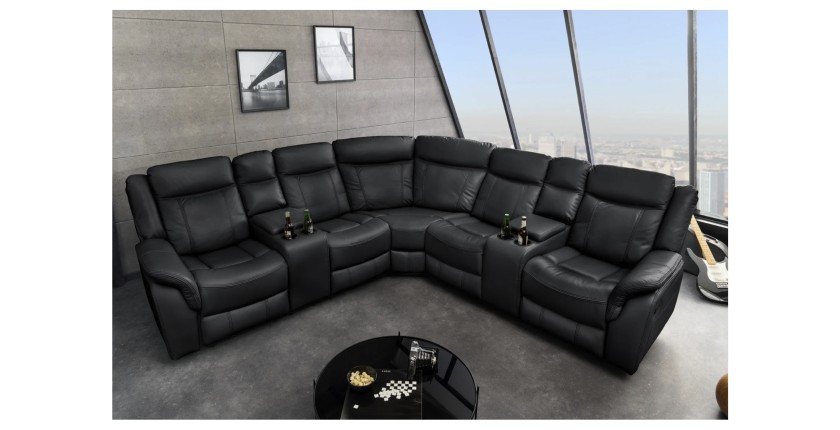 Canapé d'angle relax DOMUS noir  mis en situation