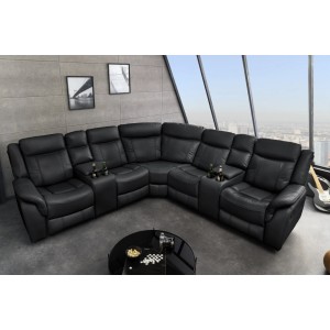 Canapé d'angle relax DOMUS noir  mis en situation