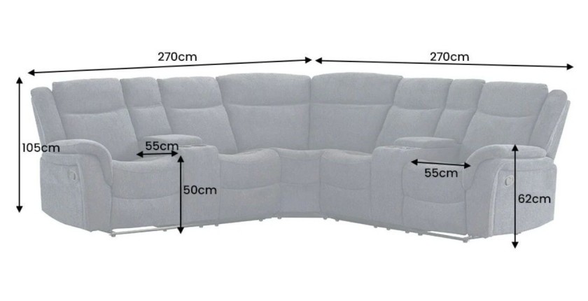 Dimensions du canapé d'angle relax DOMUS noir