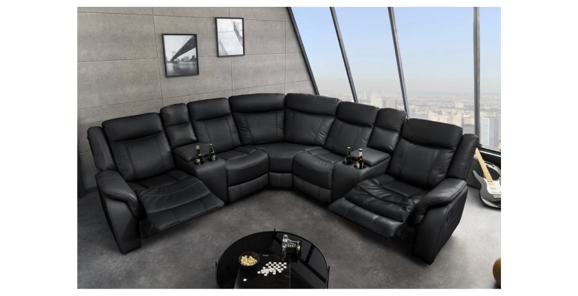 Canapé d'angle relax DOMUS noir  en mode relax