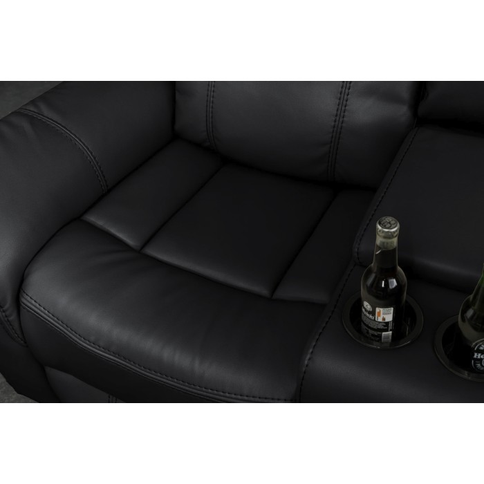 Zoom sur l'assise du canapé d'angle relax DOMUS noir
