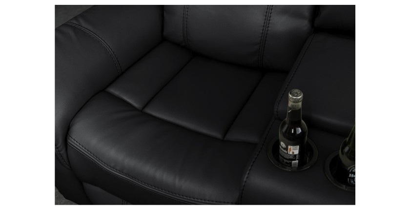 Zoom sur l'assise du canapé d'angle relax DOMUS noir