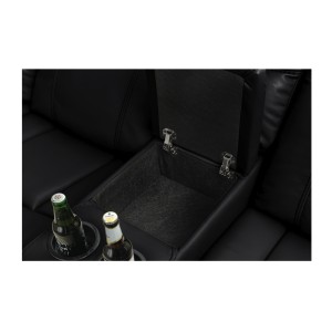 Zoom sur l'un des coffres du canapé d'angle relax DOMUS noir