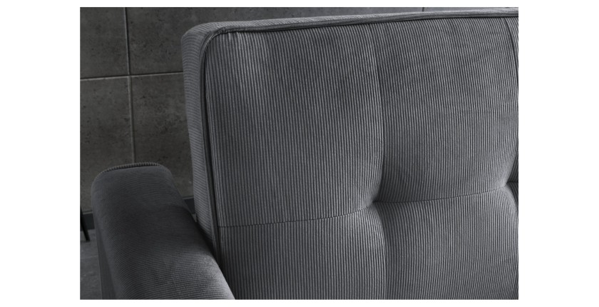 Zoom sur le dossier du canapé convertible en angle et lit ROULY gris