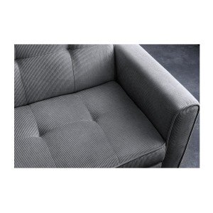 Zoom sur l'assise du canapé convertible en angle et lit ROULY gris